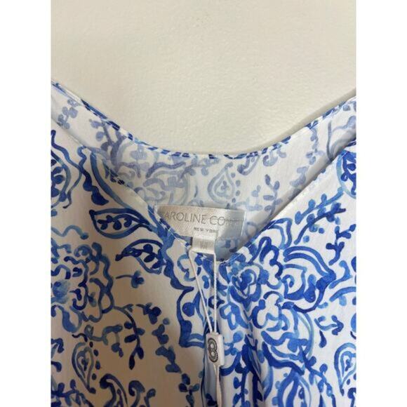 NWT Caroline Constas Laurel Paisley-Print Flounce Mini Dress Blue Garden Toile - Picture 6 of 8